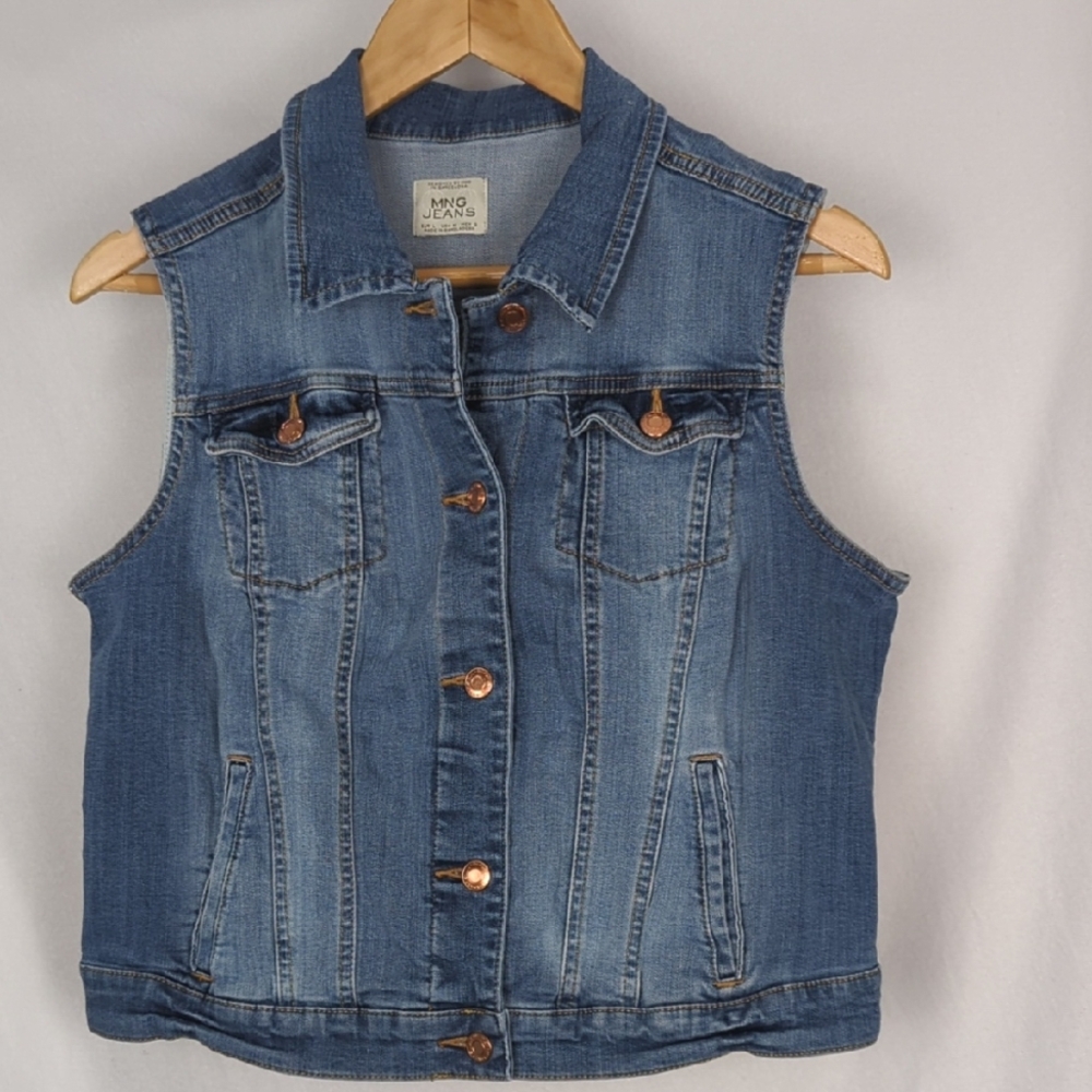 MANGO JEANS Women's Denim Blue Jean Vest Medium
